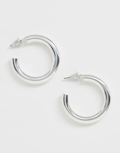 ASOS DESIGN ASOS DESIGN hoop earrings in sleek hollow tube design in silver