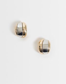 ASOS DESIGN ASOS DESIGN hoop earrings with double hoop design in mixed metal-GOLD