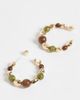 ASOS DESIGN ASOS DESIGN hoop earrings with resin beads in brown, khaki and gold tone - GOLD - 4