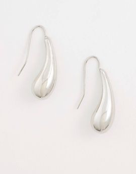 ASOS DESIGN ASOS DESIGN hoop earrings with small teardrop in silver tone