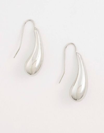 ASOS DESIGN ASOS DESIGN hoop earrings with small teardrop in silver tone