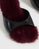 ASOS DESIGN ASOS DESIGN Hooray mid heeled mules in black with plum faux fur - 3