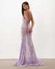 ASOS DESIGN ASOS DESIGN hotfix embellished lace plunge neck maxi dress with open back and sheer skirt in lilac-Purple - 1