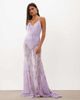 ASOS DESIGN ASOS DESIGN hotfix embellished lace plunge neck maxi dress with open back and sheer skirt in lilac-Purple - 3