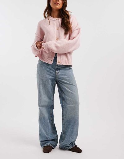 ASOS DESIGN ASOS DESIGN Hourglass Circular Design Collection wide leg dad jeans in light vintage wash-Blue