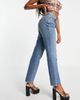 ASOS DESIGN ASOS DESIGN Hourglass cotton blend low rise straight leg jeans in mid wash blue - MBLUE-Blues - 4