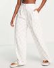 ASOS DESIGN ASOS DESIGN Hourglass linen grid check wide leg relaxed flare pants in cream-White - 1