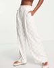 ASOS DESIGN ASOS DESIGN Hourglass linen grid check wide leg relaxed flare pants in cream-White - 3