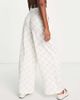 ASOS DESIGN ASOS DESIGN Hourglass linen grid check wide leg relaxed flare pants in cream-White - 4
