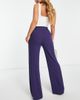 ASOS DESIGN ASOS DESIGN Hourglass linen wide leg relaxed flare pants in purple-Navy - 2