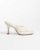 ASOS DESIGN ASOS DESIGN Huddle padded toe thong heeled sandals in natural linen look-Neutral - 2