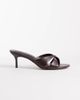 ASOS DESIGN ASOS DESIGN Hum premium cross strap mid heeled mules in chocolate leather-Brown - 1