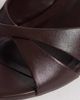ASOS DESIGN ASOS DESIGN Hum premium cross strap mid heeled mules in chocolate leather-Brown - 3