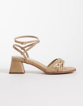 ASOS DESIGN ASOS DESIGN Humble braided detailing mid block heel sandals in beige raffia-Neutral