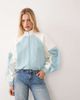 ASOS DESIGN ASOS DESIGN interlock funnel neck zip up jacket with contrast piping in light blue - 1