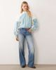 ASOS DESIGN ASOS DESIGN interlock funnel neck zip up jacket with contrast piping in light blue - 2
