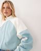 ASOS DESIGN ASOS DESIGN interlock funnel neck zip up jacket with contrast piping in light blue - 3