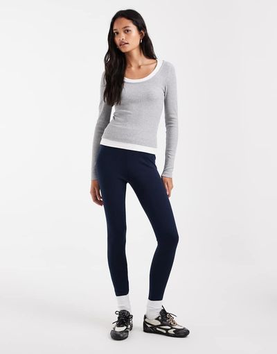 ASOS DESIGN ASOS DESIGN interlock leggings in navy