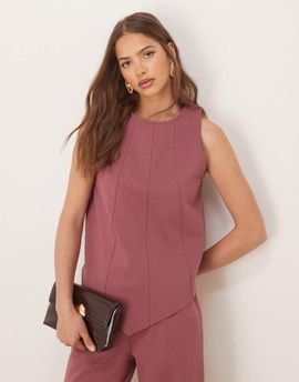 ASOS DESIGN ASOS DESIGN interlock pointed hem top in dusky red - part of a set