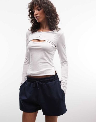 ASOS DESIGN ASOS DESIGN interlock sports shorts in navy