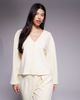 ASOS DESIGN ASOS DESIGN interlock v-neck long sleeve cropped cardigan in cream - part of a set-White - 1