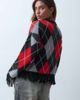 ASOS DESIGN ASOS DESIGN jacquard fringe hem and sleeve sweater in red and black-MULTI - 2