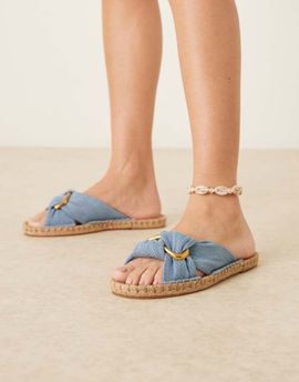 ASOS DESIGN ASOS DESIGN Jade knotted espadrille mules in blue denim