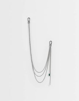 ASOS DESIGN ASOS DESIGN jeans chain with emerald stone in silver