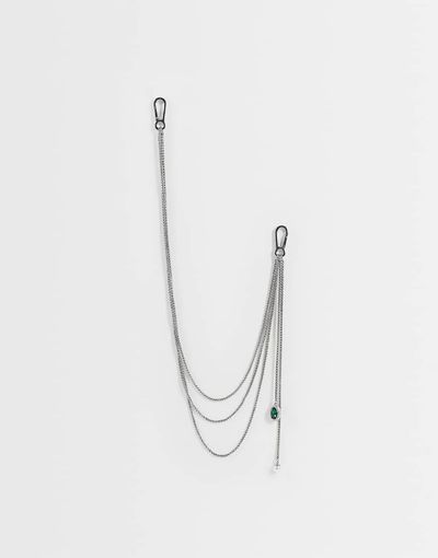 ASOS DESIGN ASOS DESIGN jeans chain with emerald stone in silver