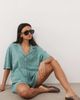 ASOS DESIGN ASOS DESIGN Jersey broderie collared button down shirt in washed blue - 1