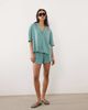 ASOS DESIGN ASOS DESIGN Jersey broderie collared button down shirt in washed blue - 2