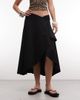 ASOS DESIGN ASOS DESIGN jersey hanky hem skirt with button detail in black - 2