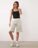 ASOS DESIGN ASOS DESIGN jersey oversized sweat shorts with side stripe in sand heather-Neutral - 1