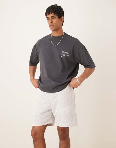 ASOS DESIGN ASOS DESIGN jersey shorts with print in heather gray - part of a set