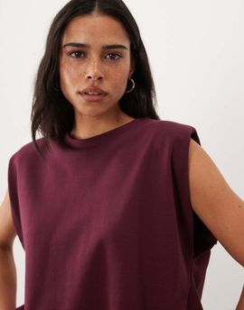 ASOS DESIGN ASOS DESIGN Jersey tank with shoulder pads in burgundy-Red