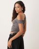ASOS DESIGN ASOS DESIGN jersey twill off shoulder top in dark gray - 3