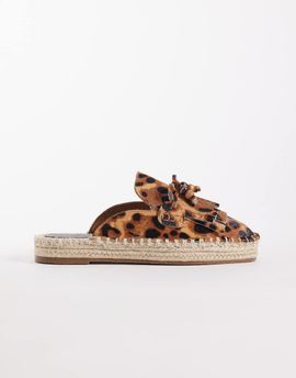 ASOS DESIGN ASOS DESIGN Joan espadrille loafers with tassels in hair on real leather with leopard print-Multi