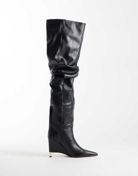 ASOS DESIGN ASOS DESIGN Katya wedge ruched over the knee boots in black