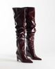 ASOS DESIGN ASOS DESIGN Katya wedge ruched over the knee boots in burgundy-RED - 2