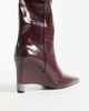 ASOS DESIGN ASOS DESIGN Katya wedge ruched over the knee boots in burgundy-RED - 3