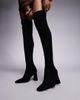 ASOS DESIGN ASOS DESIGN Kira chisel toe over the knee boots in black suedette - 1