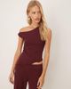 ASOS DESIGN ASOS DESIGN knit-look off the shoulder asymmetric top in burgundy - part of a set-Red - 1