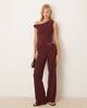 ASOS DESIGN ASOS DESIGN knit-look off the shoulder asymmetric top in burgundy - part of a set-Red - 2