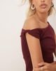 ASOS DESIGN ASOS DESIGN knit-look off the shoulder asymmetric top in burgundy - part of a set-Red - 3