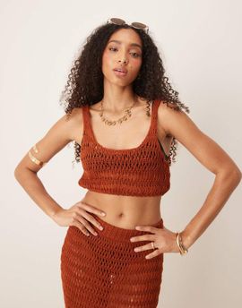 ASOS DESIGN ASOS DESIGN knit beach crop top in rust-Copper
