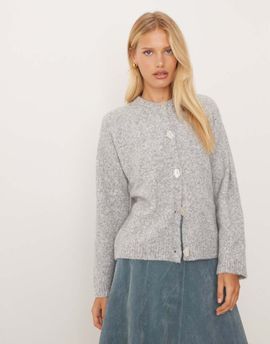 ASOS DESIGN ASOS DESIGN knit cardigan with button interest with wool in pink