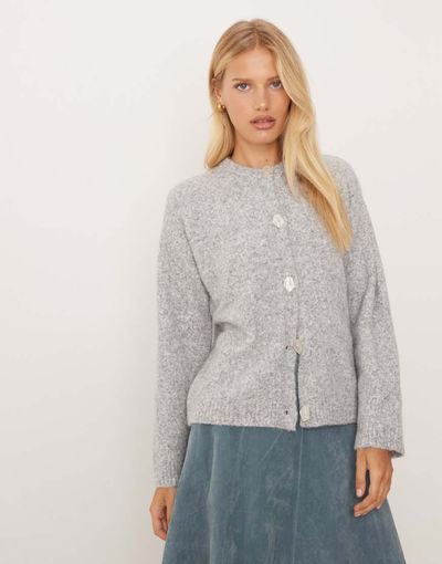 ASOS DESIGN ASOS DESIGN knit cardigan with button interest with wool in pink