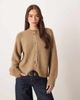 ASOS DESIGN ASOS DESIGN knit cardigan with high neck in mocha-Neutral - 3