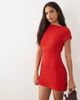 ASOS DESIGN ASOS DESIGN knit cinched pleated mini dress in red - 2