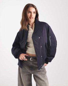 ASOS DESIGN ASOS DESIGN knit collar bomber jacket in navy
